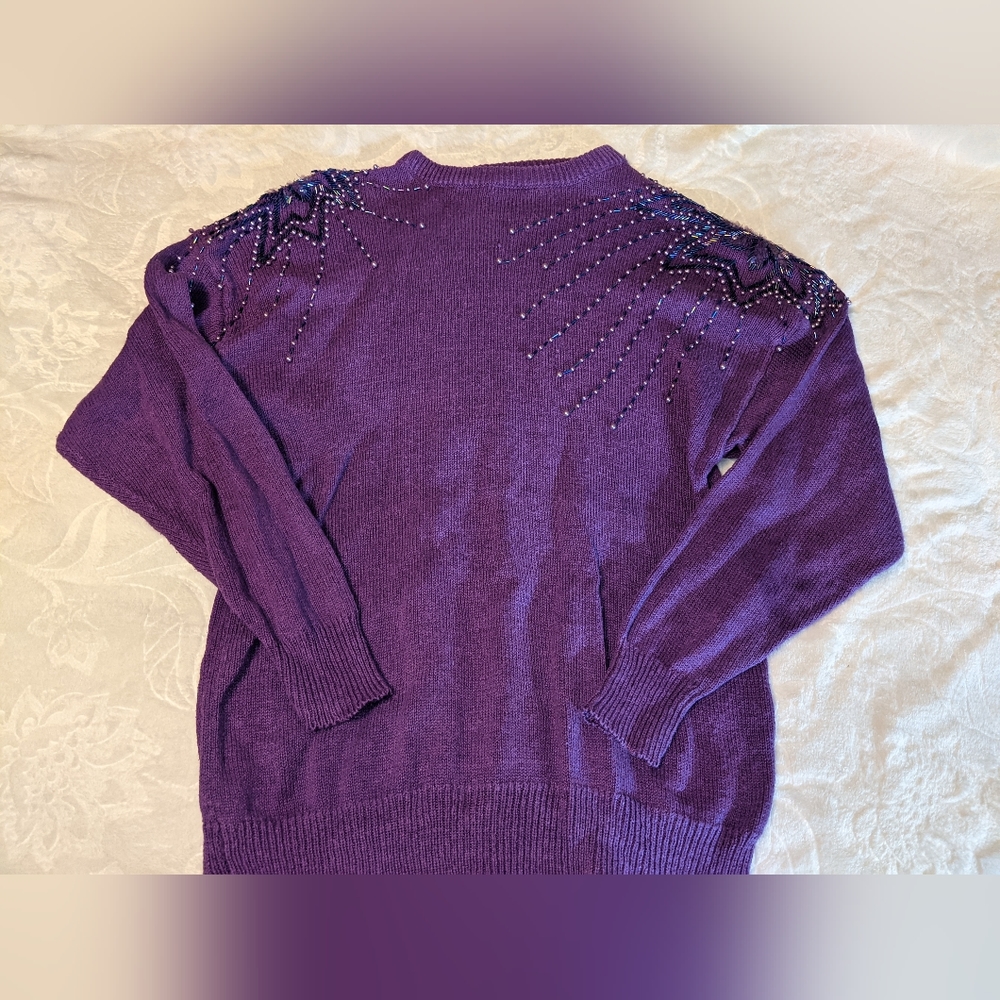 Purple bejeweled sweater